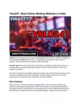 Yolo247- Best Online Betting Website in India