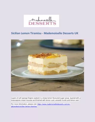 Sicilian Lemon Tiramisu - Mademoiselle Desserts UK
