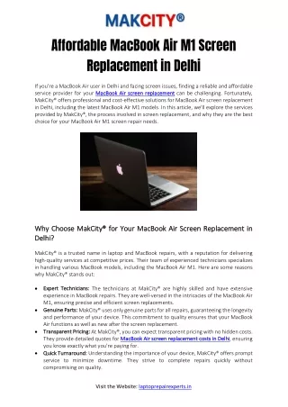 Affordable MacBook Air M1 Screen Replacement in Delhi