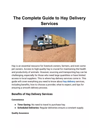 The Complete Guide to Hay Delivery Services