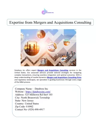 Expertise from Mergers and Acquisitions Consulting