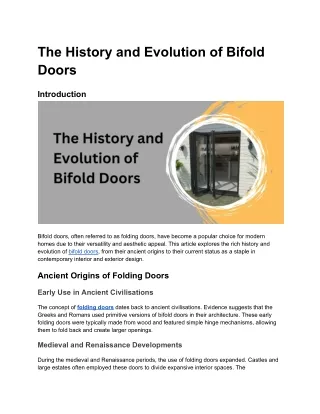 The History and Evolution of Bifold Doors