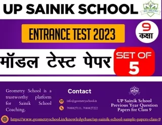 UP Sainik School Previous Year Question Papers for Class 9