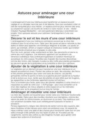 Astuces pour aménager une cour intérieure élégamment