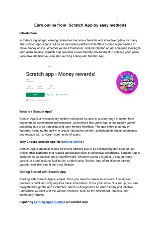 Earn online from  Scratch App by easy methods