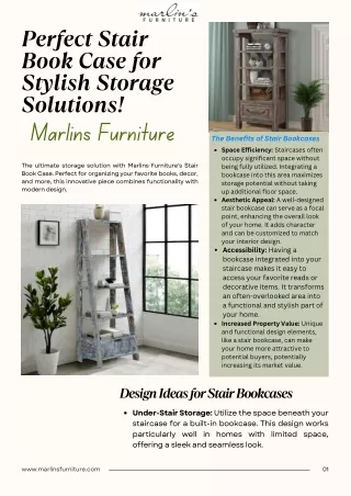 Marlins Furniture's Perfect Stair Book Case for Stylish Storage Solutions!