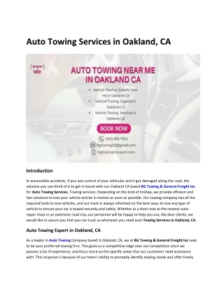 Auto Towing Services in Oakland