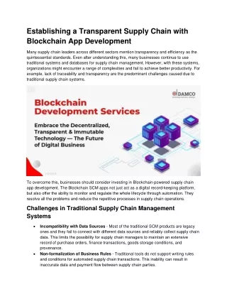 Improve Supply Chain Transparency with Blockchain Development