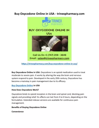 Buy Oxycodone Online in USA - trinexpharmacy