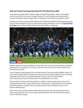 Turkiye and Italy Eye Squad Overhauls for FIFA 2026