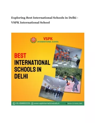 Exploring Best International Schools in Delhi - VSPK International School