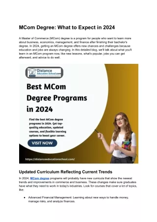 MCom Degree_ What to Expect in 2024
