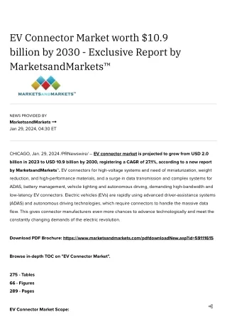 EV Connector Market worth $10.9 billion by 2030 - Exclusive Report by MarketsandMarkets™