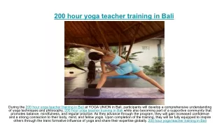 200 hour yoga teacher training in Bali