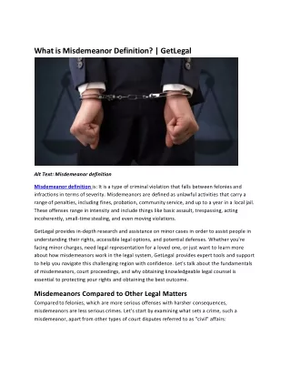 Discover the Legal Misdemeanor Definition with GetLegal