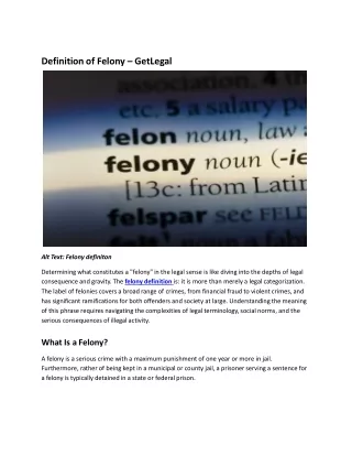 Felony Definition: Key Facts and Legal Insights by GetLegal