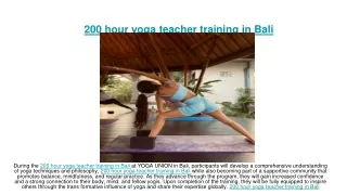 200 hour yoga teacher training in Bali