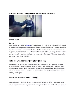 Understanding About Larceny with Examples - GetLegal