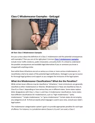 Class C Misdemeanor Examples You Should Know - GetLegal