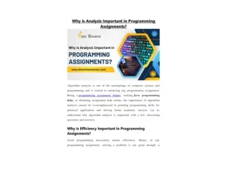 Why is Analysis Important in Programming Assignments