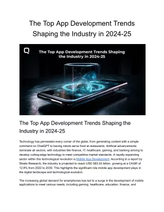 The Top App Development Trends Shaping the Industry in 2024-25