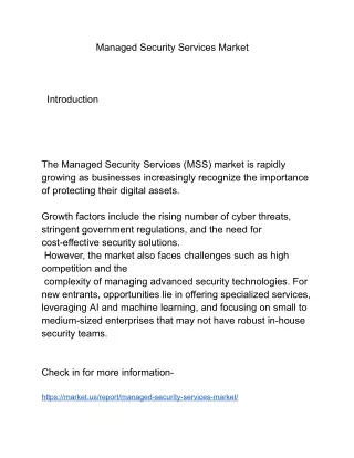 Managed Security Services Market: Leading the Way in Digital Security Solutions