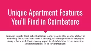 Unique Apartment Features You’ll Find in Coimbatore