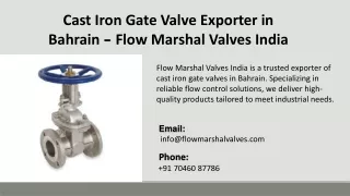 Cast Iron Gate Valve Exporter in Bahrain  - Flow Marshal Valves India