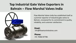 Top Industrial Gate Valve Exporters in Bahrain - Flow Marshal Valves India