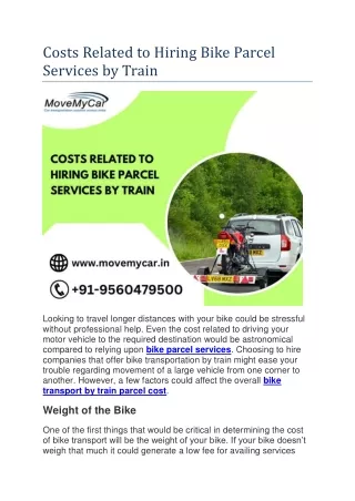 Costs Related to Hiring Bike Parcel Services by Train