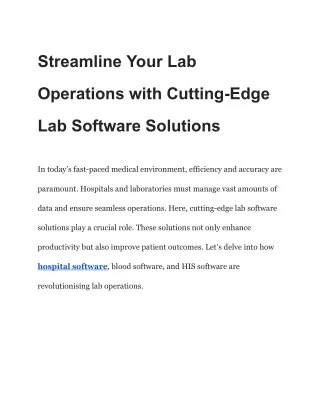 Streamline Your Lab Operations with Cutting-Edge Lab Software Solutions