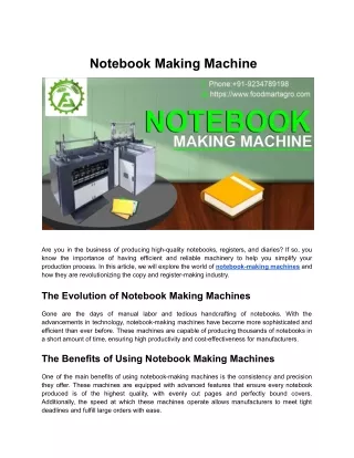 Notebook Making Machine