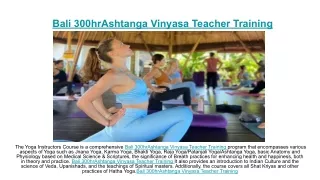 Bali 300hrAshtanga Vinyasa Teacher Training