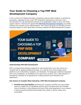 Your Guide to Choosing a Top PHP Web Development Company