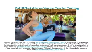 Bali 300hrAshtanga Vinyasa Teacher Training