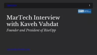 Interview about MarTech with RiseOpp's President and Marketing Expert, Kaveh Vah