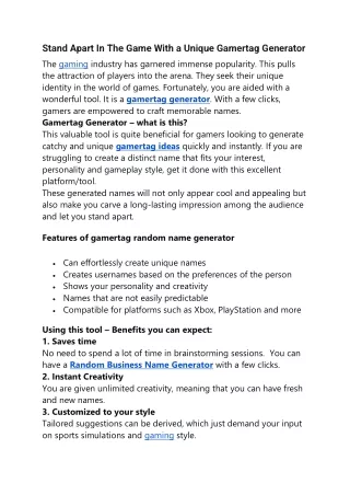 Stand Apart In The Game With a Unique Gamertag Generator