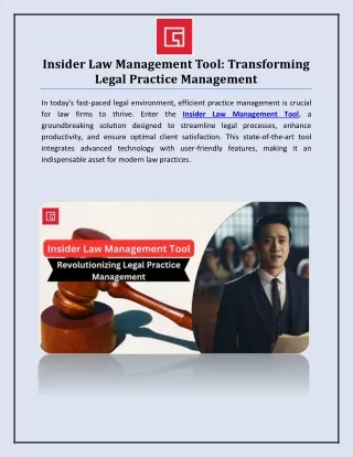 Insider Law Management Tool: Transforming Legal Practice Management