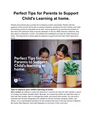 Perfect Tips to Parents_ Get the Best from School Teaching and Child's Learning at Home