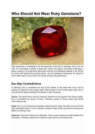 Who should not wear ruby __gemstone