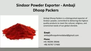 Sindoor Powder Exporter - Ambaji Dhoop Packers