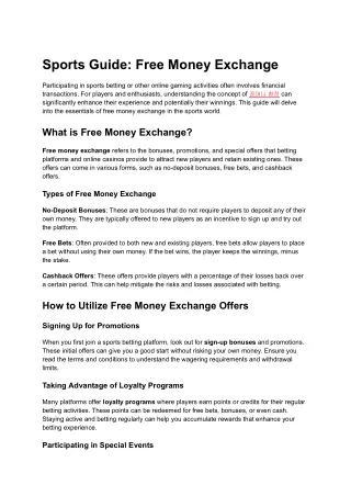 Sports Guide: Free Money Exchange