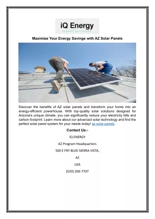 Maximize Your Energy Savings with AZ Solar Panels