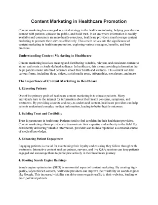 Content Marketing in Healthcare Promotion,.,.