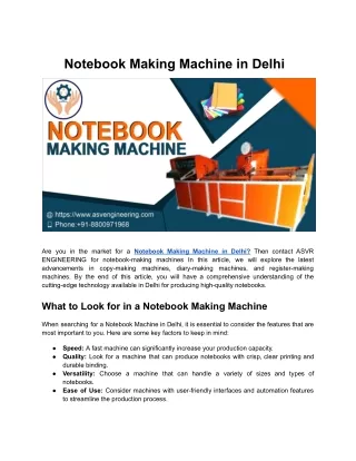 Notebook Making Machine in Delhi