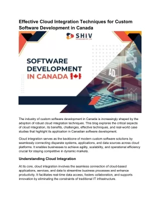 Effective Cloud Integration Techniques for Custom Software Development in Canada