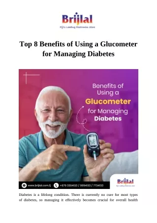 Top 8 Benefits of Using a Glucometer for Managing Diabetes