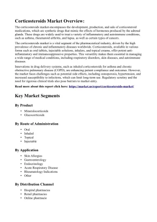 Corticosteroids Market: Trends in Veterinary Applications and Growth Prospects