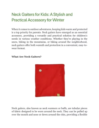 Neck Gaiters for Kids - A Stylish and Practical Accessory for Winter