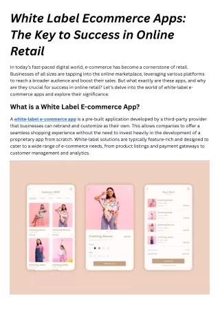 White Label Ecommerce Apps: The Key to Success in Online Retail